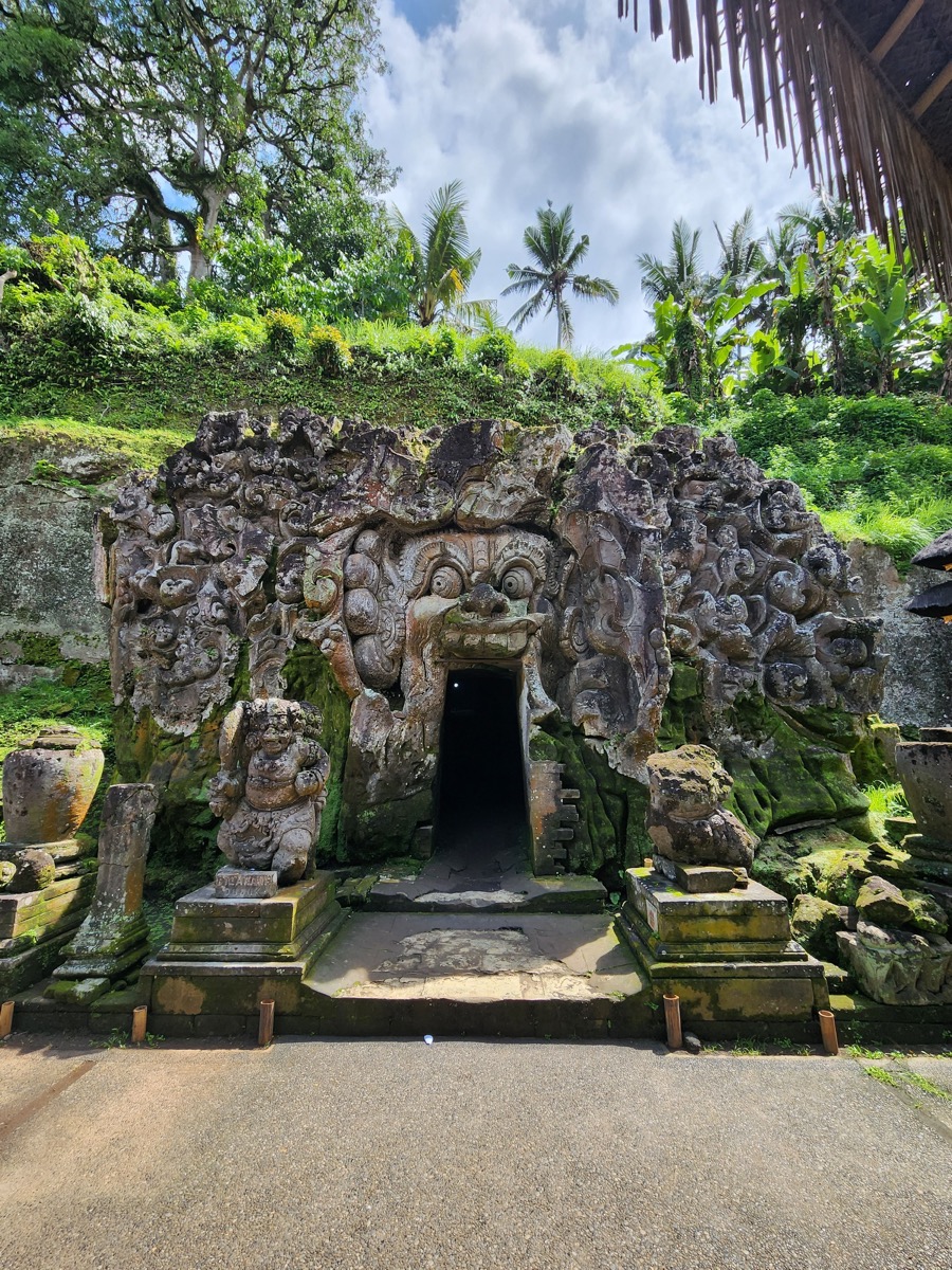 The ancient stone entrance at Goa Gajah near Ubud in Bali